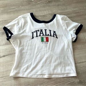 Hollister White and Navy Italia Tee